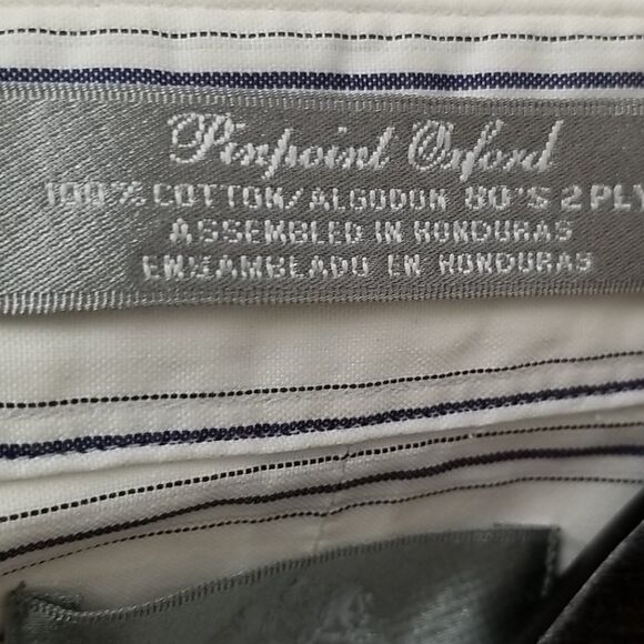 🎁5/$25 Stafford Shirt Men's 17 34 Pin Point Oxford Men's Long Sleeve Stripes - Picture 4 of 9